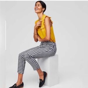 LOFT Black and White Gingham Cropped Pants